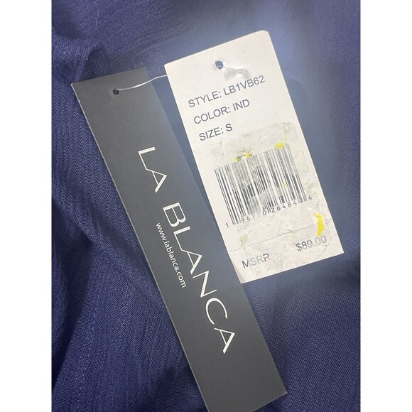 La Blanca Capri Lace Up Caftan Swim Cover-Up In Navy Blue Sz Sm New - Picture 7 of 8